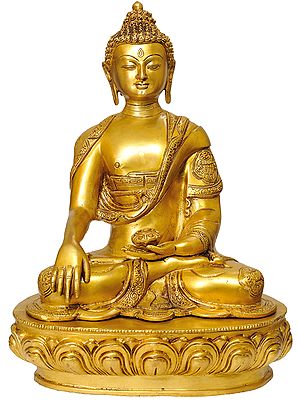 16" Lord Buddha in the Bhumisparsha Mudra In Brass | Handmade | Made In India