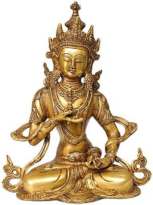 10" Tibetan Buddhist Deity Vajrasattva - Holder of Thunderbolt and Bell In Brass | Handmade | Made In India
