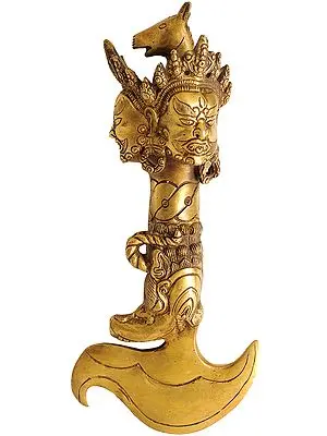 11" Tibetan Buddhist Hayagriva Chopper In Brass | Handmade | Made In India