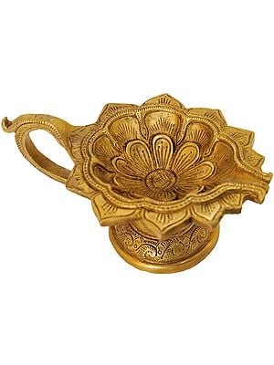 Lotus Puja Diya in Brass