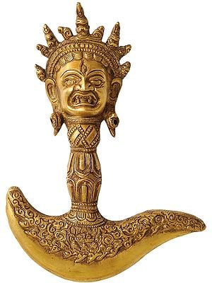 9" Tibetan Buddhist Mahakala Chopper In Brass | Handmade | Made In India