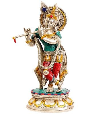 12" Lord Krishna In Brass | Handmade | Made In India