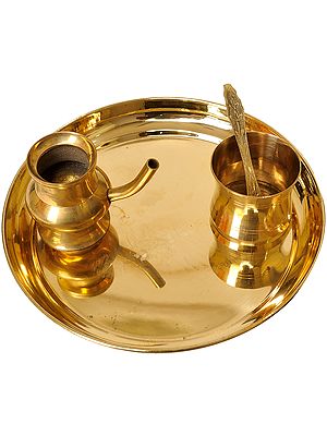 8" Thali for Sandhya Vandanam In Brass | Handmade | Made In India