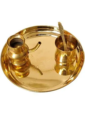 8" Thali for Sandhya Vandanam in Brass | Handmade | Made in India