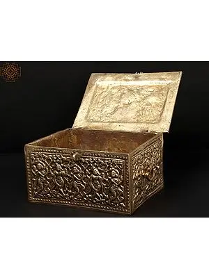 4" Finely Carved Ritual Box In Brass | Handmade | Made In India