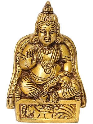 4" Kubera (The God of Wealth) Brass Statue | Handmade | Made in India