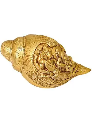 6" Sheshshayi Vishnu Conch in Brass | Handmade | Made in India