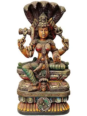Large Goddess Mariamman Wooden Statue | South Indian Temple Wood Carving