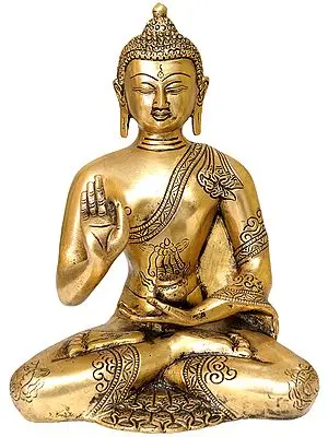 9" Buddha in The Vitarka Mudra In Brass | Handmade | Made In India