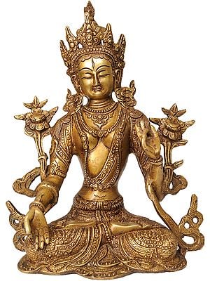 10" White Tara (Tibetan Buddhist Deity) In Brass | Handmade | Made In India