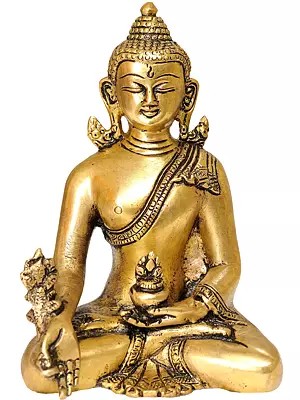 6" Tibetan Buddhist Deity Medicine Buddha In Brass | Handmade | Made In India