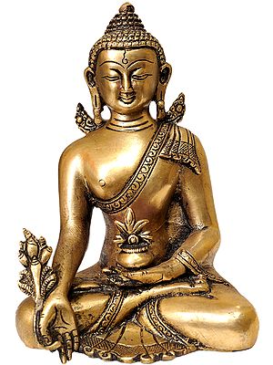 8" Tibetan Buddhist Deity Medicine Buddha In Brass | Handmade | Made In India