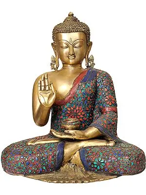18" Large Size Tibetan Buddha in the Vitarka Mudra In Brass | Handmade | Made In India