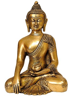 8" Buddha in The Bhumisparsha Mudra In Brass | Handmade | Made In India
