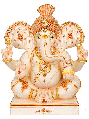 Seated Ganesha with Trident Mark and Large Ears