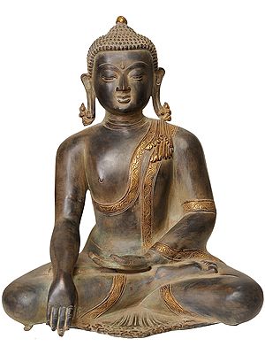 15" Buddha in the Bhumisparsha Mudra In Brass | Handmade | Made In India