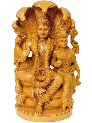 The Sustainer of Universe Lord Vishnu Standing on Lotus with Five 