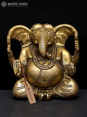 3" Lord Ganesha Small Statue in Brass | Handmade | Made in India
