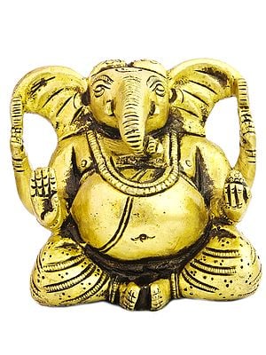3" Lord Ganesha Small Statue in Brass | Handmade | Made in India