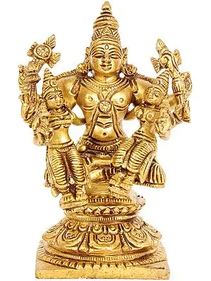 4" Lord Vishnu with Shridevi and Bhudevi In Brass | Handmade | Made In India