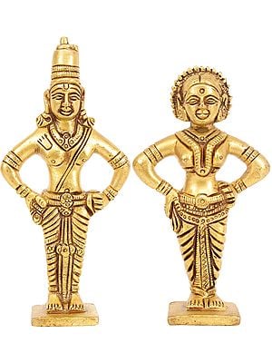 6" Lord Vitthal or Panduranga and Rukmani In Brass | Handmade | Made In India
