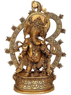 20" Bhagawan Ganesha with Large Om In Brass | Handmade | Made In India