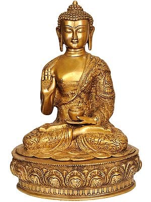 15" Blessing Buddha In Brass | Handmade | Made In India