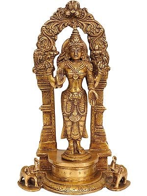 9" Standing Goddess Lakshmi In Brass | Handmade | Made In India
