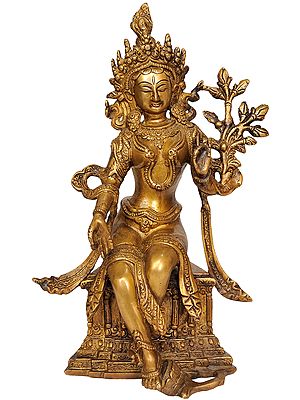 10" Tibetan Buddhist Deity Goddess Tara Brass Idol | Handmade | Made in India