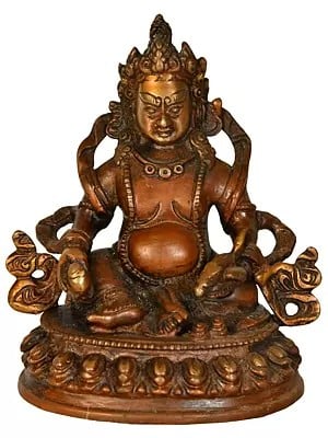 6" Tibetan Buddhist Deity-Kubera (God of Wealth) Brass Statue | Handmade | Made in India