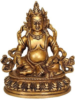 6" Tibetan Buddhist Deity-Kubera (God of Wealth) In Brass | Handmade | Made In India