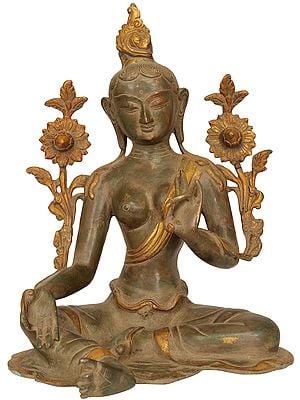 13" Green Tara (Tibetan Buddhist Deity) In Brass | Handmade | Made In India