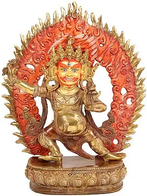 (Tibetan Buddhist Deity) Vajrapani with Fire Aureole