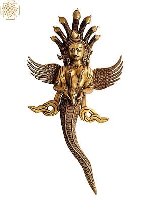 19" Naga-Kanya Wall Hanging Statue - An Auspicious and Protective In Brass | Handmade | Made In India