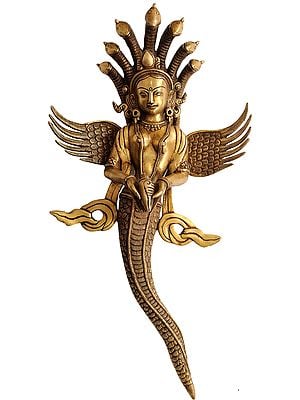 19" Naga-Kanya Wall Hanging Statue - An Auspicious and Protective In Brass | Handmade | Made In India