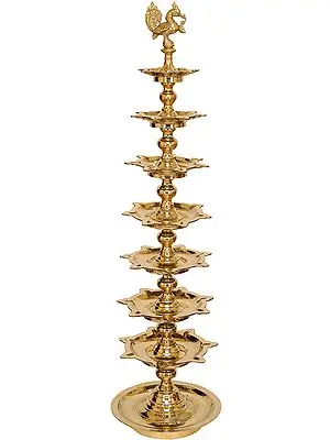 43" Multiple Layers Peacock Lamp in Brass | Handmade | Made in India