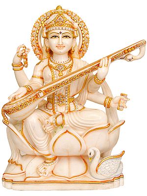 Goddess Saraswati Playing Veena