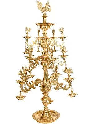50" Superfine Peacock Lamp in Brass | Handmade | Made in South India