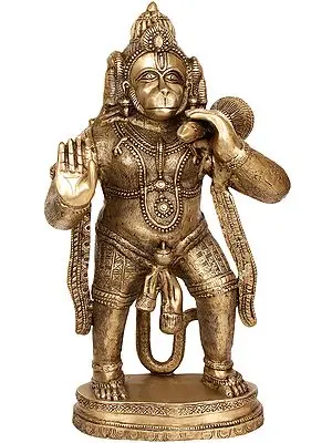 36" Large Size Mighty Hanuman In Brass | Handcrafted In India