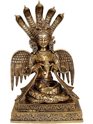 12" Naga Kanya Brass Sculpture | Handmade | Made in India