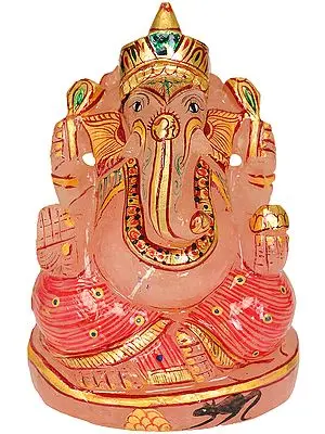 Lord Ganesha (Carved in Rose Quartz)