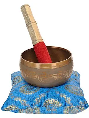 7" Tibetan Buddhist Singing Bowl Inside The Figure of Buddha in Bhumisparsha Mudra with Cushion In Brass | Handmade | Made In India