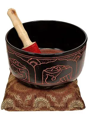 Singing Bowl Inside The Figure of Buddha and Ashtamangala Symbols