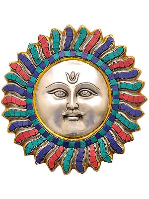 9" Lord Surya Wall Hanging In Brass | Handmade | Made In India