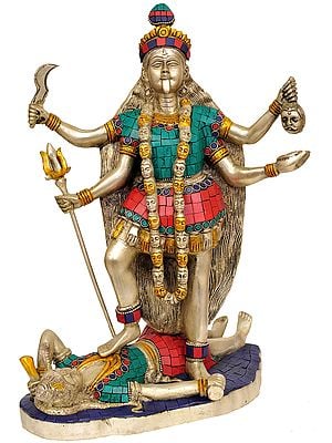 14" Goddess Kali in Brass | Handmade | Made in India