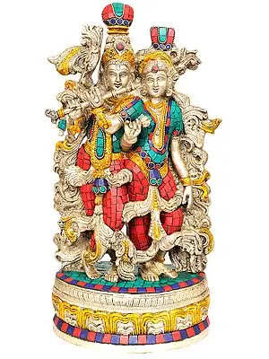 14" Radha Krishna In Brass | Handmade | Made In India