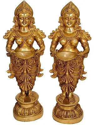 51" Vibrant Deepalakshmi Pair In Brass | Handmade | Made In India