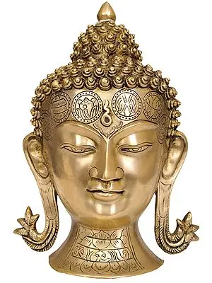 Lord Buddha Head with Ashtamangala Symbols