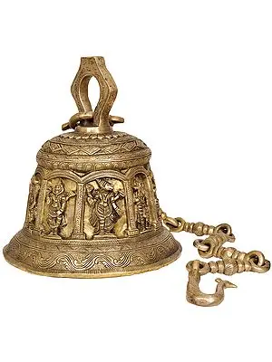 13" Dashavatar Temple Hanging Bell In Brass | Handmade | Made In India