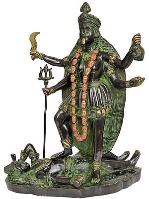 14" Mother Goddess Kali In Brass | Handmade | Made In India